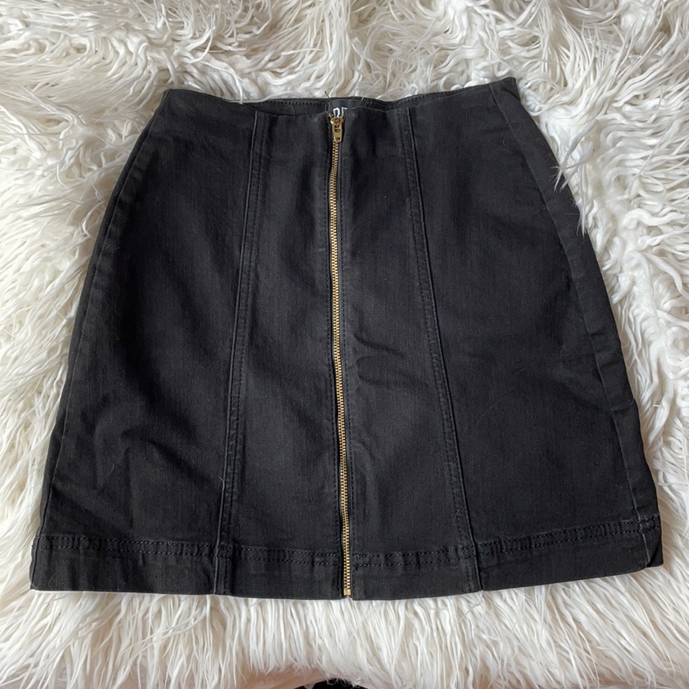 BDG black denim zip skirt